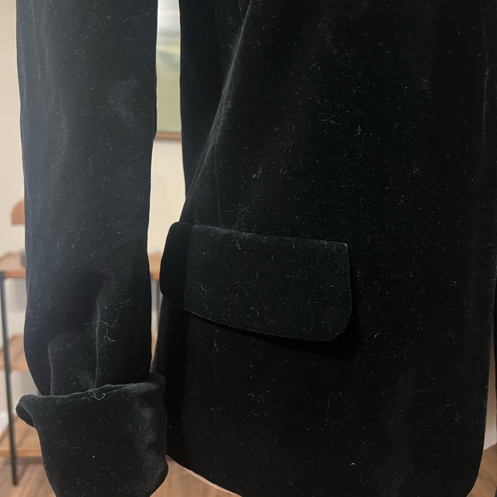 Lillie Rubin Black Velvet Blazer Size 8 Puff Shoulder Tuxedo Lapel Vintage Glam - Picture 5 of 14